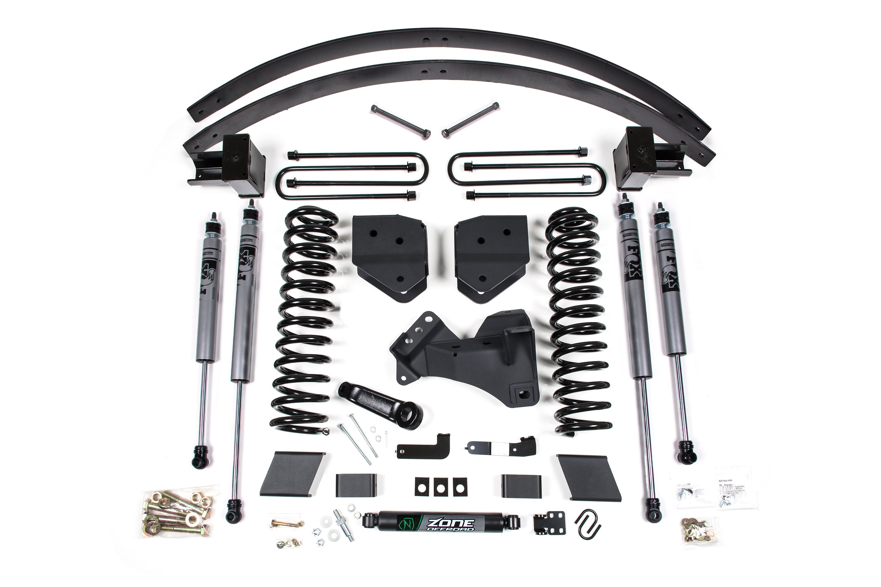 2017-2019 Ford F350/350 6 inch Suspension Lift Kit, 4 inch Rear, Block & AAL, Diesel, 2 Leaf Main - Fox Adventure Series Shocks