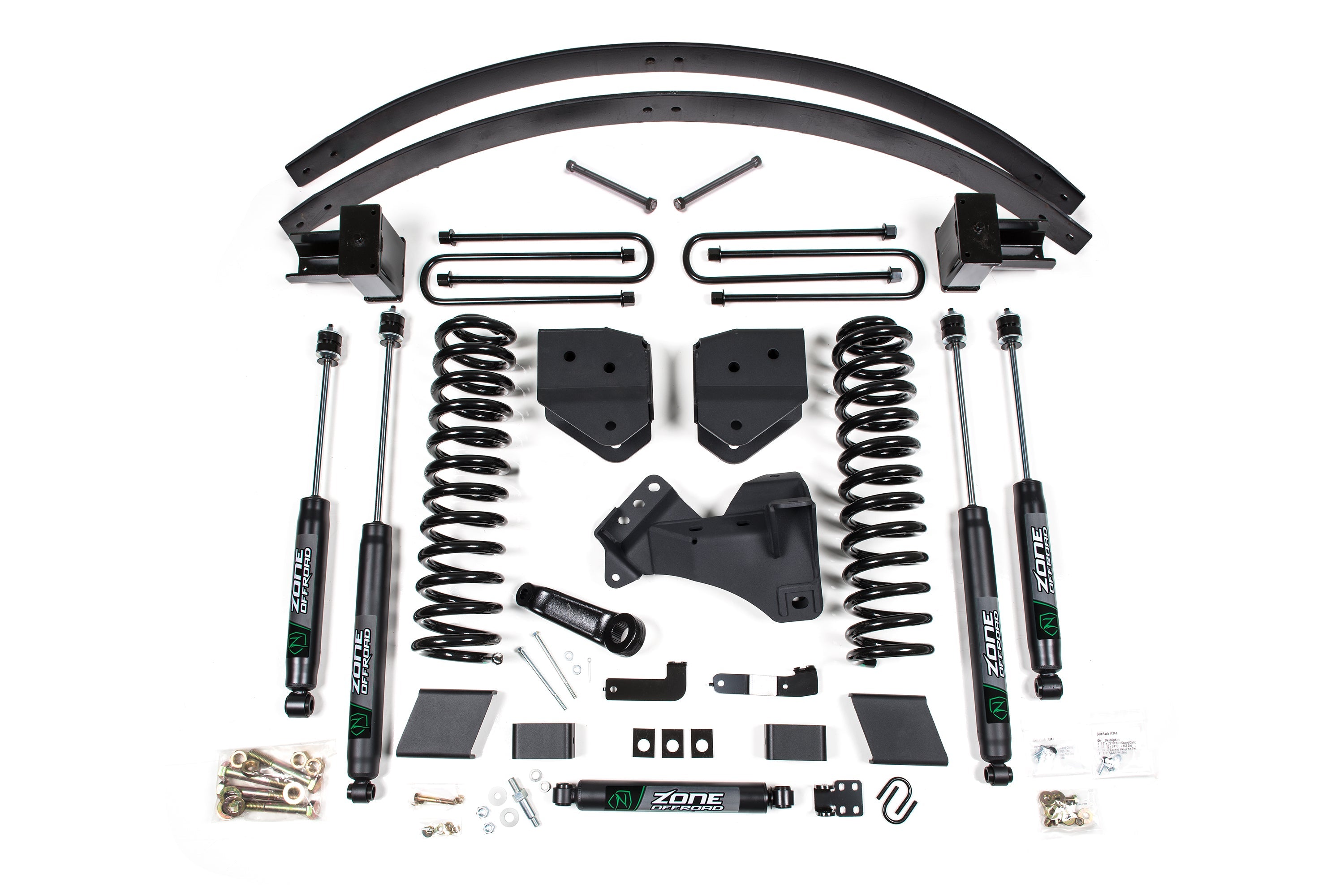 2017-2019 Ford F350/350 6 inch Suspension Lift Kit, 4 inch Rear, Block & AAL, Diesel, 2 Leaf Main - Nitro Shocks