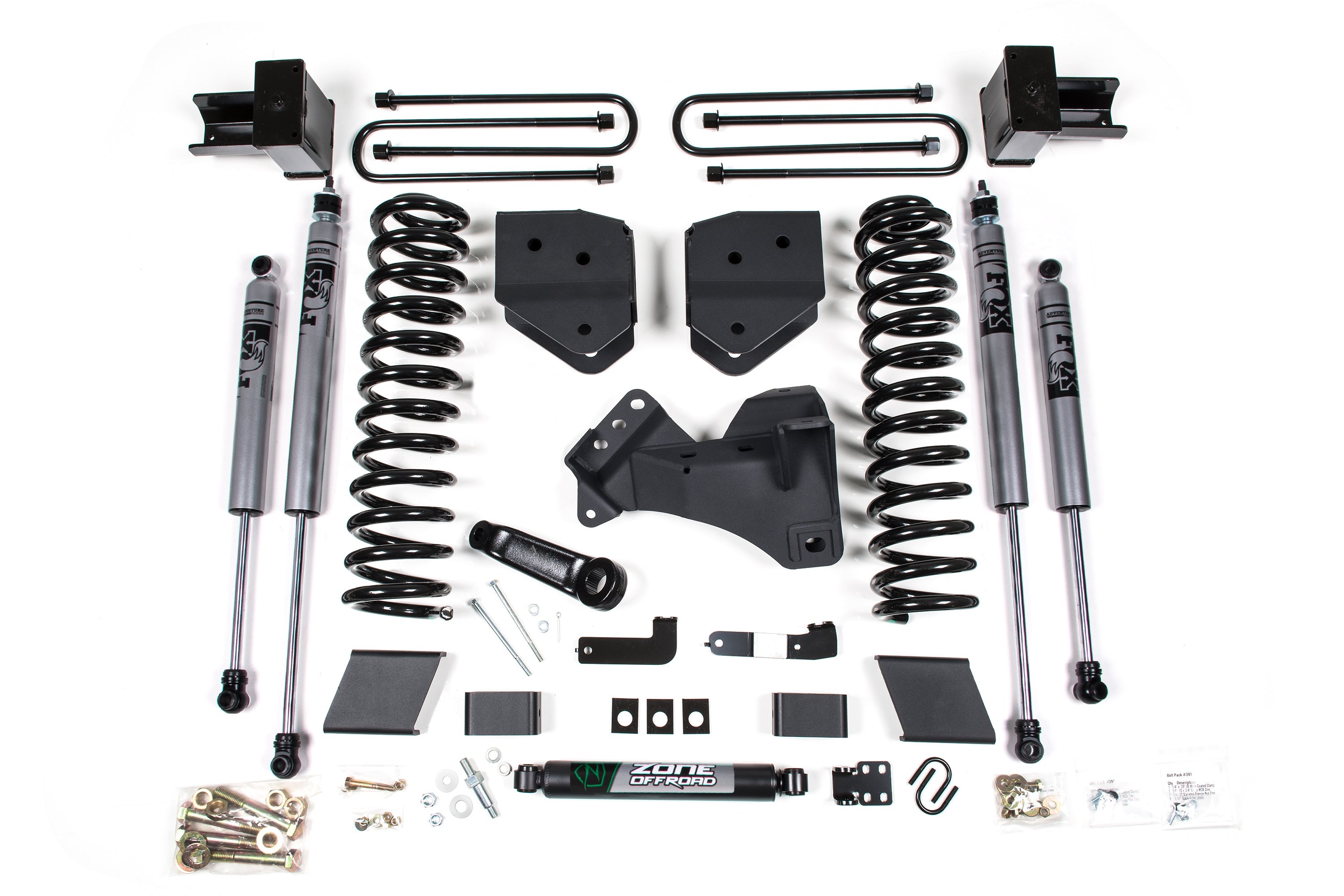2017-2019 F250/F350 4 inch Suspension Lift Kit, 2 inch Rear, Block, Gas, 3 Leaf Main - Fox Adventure Series Shocks