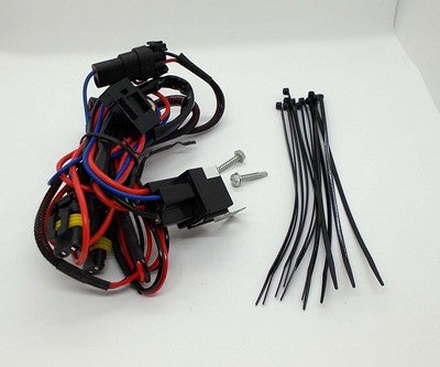 Wiring harness to convert HID headlights to 4 high operation on negative trigger headlight system such as 99-02 GM trucks.