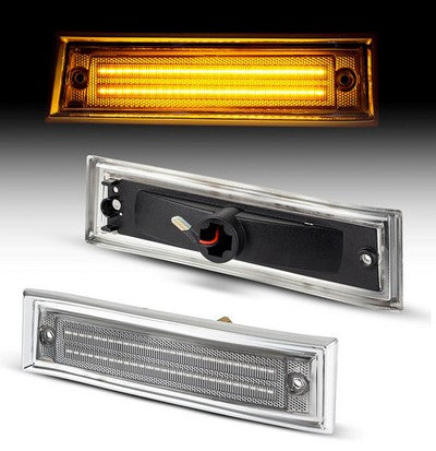 1981-87 Chev/GMC C/K truck LED park lights, clear lens, amber LEDs