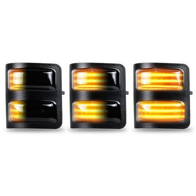 2008-16 Ford Superduty LED Mirror Turn Signal Light, smoked lens DRL white and dynamic turn signal amber