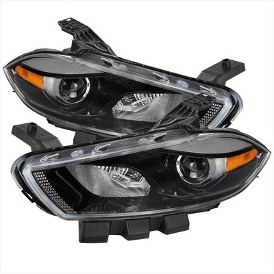 2013-16 Dodge Dart Oe Halogen Headlights With Matte Black Housing And Clear Lens - Use Stock Bulbs