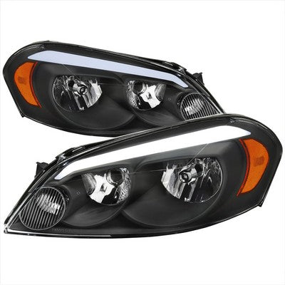 2006-13 Chevrolet Impala 14-16 Chevy Impala Limited 06-07 Chevy Monte Carlo Oe Style Headlights With Led Bar Matte Black Housing Clear Lens - Uses Stock Bulbs