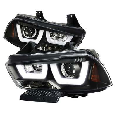 2011-14 Dodge Charger Dual Halo LED Black Projector Headlights