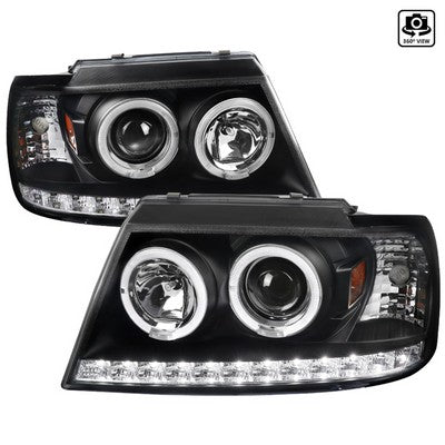 2002-05 Ford Explorer Projector Headlights Black Housing Clear Lens