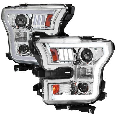 2015-17 F150 Led Projector Headlights - Clear Lens With Chrome Housing
