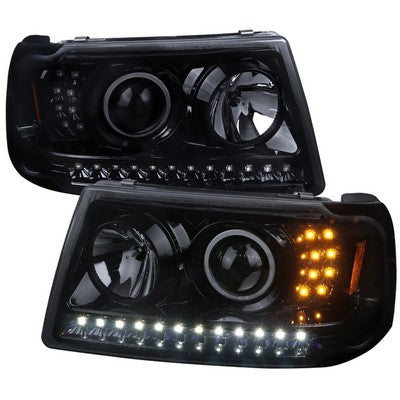 2001-11 Ford Ranger Projector Headlights Full Glossy Black With Smoke Lens