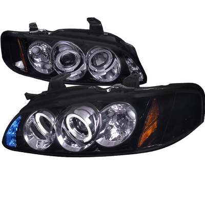 2000-03 Nissan Sentra Halo Led Projector Gloss Black Housing With Smoked Lens