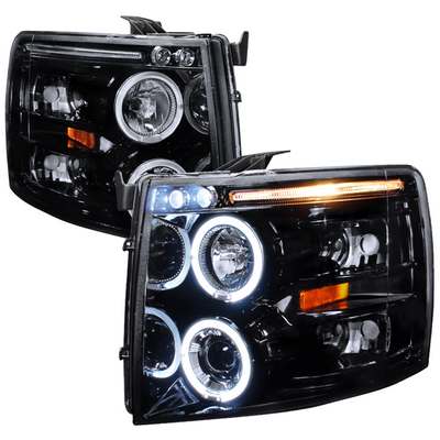 2007-10 Chevrolet Silverado Smoked Lens Gloss Black Housing Projector Headlights