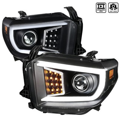 2014-18 Toyota Tundra Projector Headlight - Black With Clear Lens