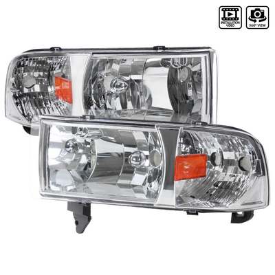 1994-01 Ram Euro Clear 1Pc Headlights Amber Reflector