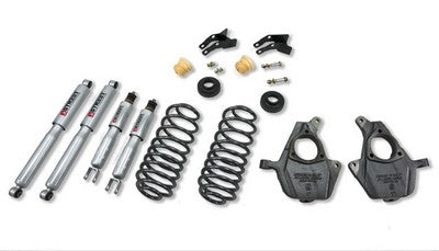 2000-06 Tahoe, Yukon, XL, Suburban, Avalanche, Escalade with or w/o Premium rear shocks (2WD/4WD) 2 inch Front/2-5 inch Rear (see notes) lowering kit With Sp Shocks