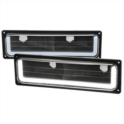 1988-98 Chevrolet C10 Bumper Light With Led Bar Matte Black Housing And Clear Lens