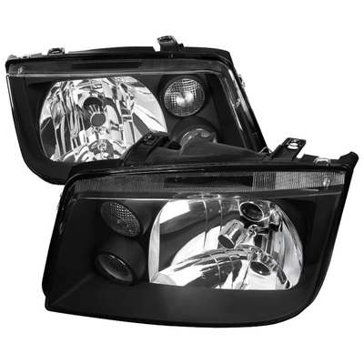 1999-04 VW Jetta Headlights Black With Fog Lights Hb5 Low Beam, No Bulbs Included