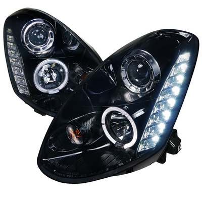 2005-06 Infiniti G35 4dr Smoked Lens Gloss Black Housing Projector Headlights