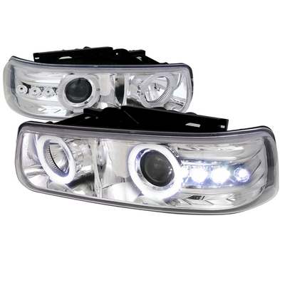 1999-02 Silverado Dual Halo LED Projector Headlights, Chrome