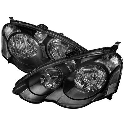 2002-04 Acura Rsx Headlights- Black With Clear Reflector