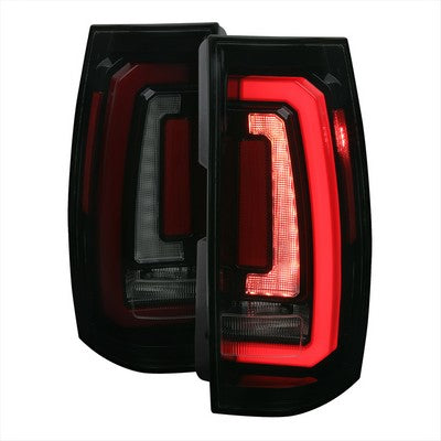 2007-14 Chevrolet Tahoe Suburban GMC Yukon And Yukon Denali Led Taillight Glossy Black Housing And Smoked Lens - Red Light Bar Sequential Turn Signal Breathing Light Effect