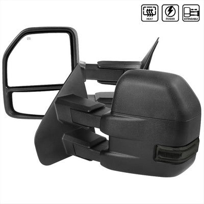 2007-14 F150 Towing Mirrors Black Texture- Smoke Signal- Power Heated