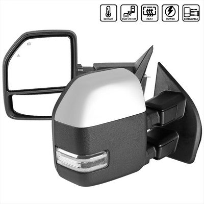 2017-19 Ford Superduty Chrome Texture Clear Signal Power Heated Mirrors For Super Duty