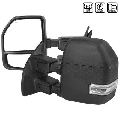 1999-16 Superduty Super Duty Towing Mirrors Black- Clear Signal- Power Heated