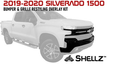 2019-21 Silverado 1500 Front Bumper Shellz, With Park sensor holes, Paintable