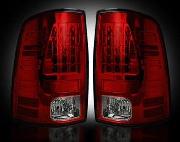 2009-18 Ram 1500 & 2010-18 Ram 2500/3500 LED taillights, Dark Red Smoked Lens (Only fits truck w/o OE LED taillights)