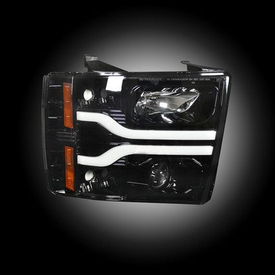 2007-13 Silverado projector headlights w/Ultra High Power Smooth OLED halos, Black