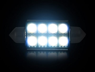 578/364 10mm x 42mm (8 LEDs on each bulb) Festoon Style Ultra-High Power 3-Watt S.M.D. LED Bulb, WHITE