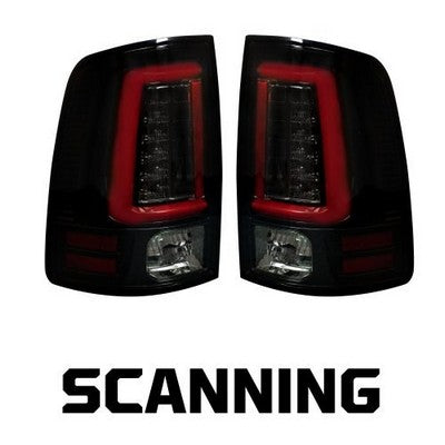 2009-18 Ram 1500, 2010-18 Ram 2500/3500 Scanning OLED TAIL LIGHTS, Smoked Lens (Only fits truck w/o OE LED taillights)