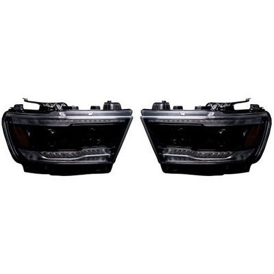 2019-23 Ram 1500 w/ OEM LED Headlights, LED HI & LOW BEAM PROJECTOR HEADLIGHTS, Smoked/Black