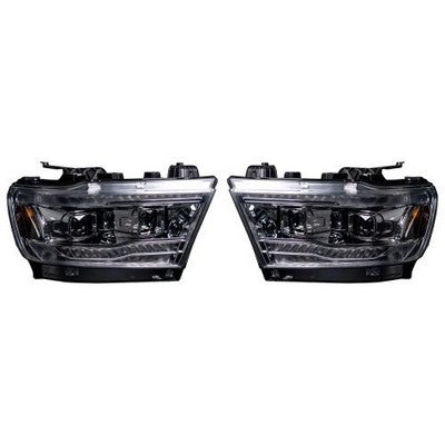 2019-23 Ram 1500 LED HI & LOW BEAM PROJECTOR HEADLIGHTS, Clear/Chrome