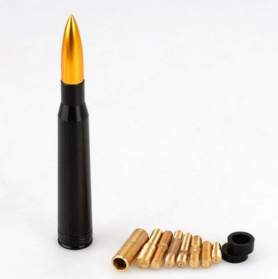 .50 Caliber Bullet Shaped 4 inch Antenna, Universal, Fits Most Models, Black with Gold tip
