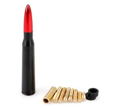 .50 Caliber Bullet Shaped 4 inch Antenna, Universal, Fits Most Models,, Black with Red tip