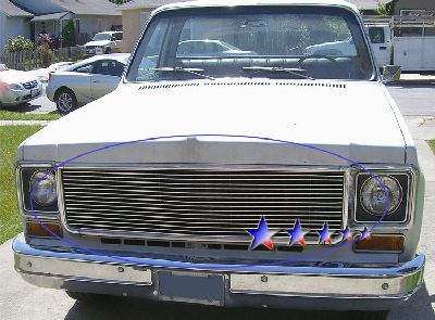 1973-80 Chevy/GMC Pickup/Suburban/Blazer Main Upper Billet Grille, Polished Stainless Steel face