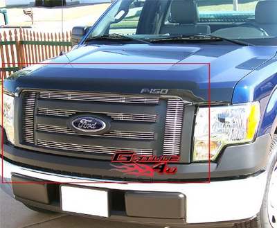 2009-12 F150 For XL/XLT And STX Only Main Upper Grille, Aluminum, Polished Not For King Ranch/Lariat/Platinum